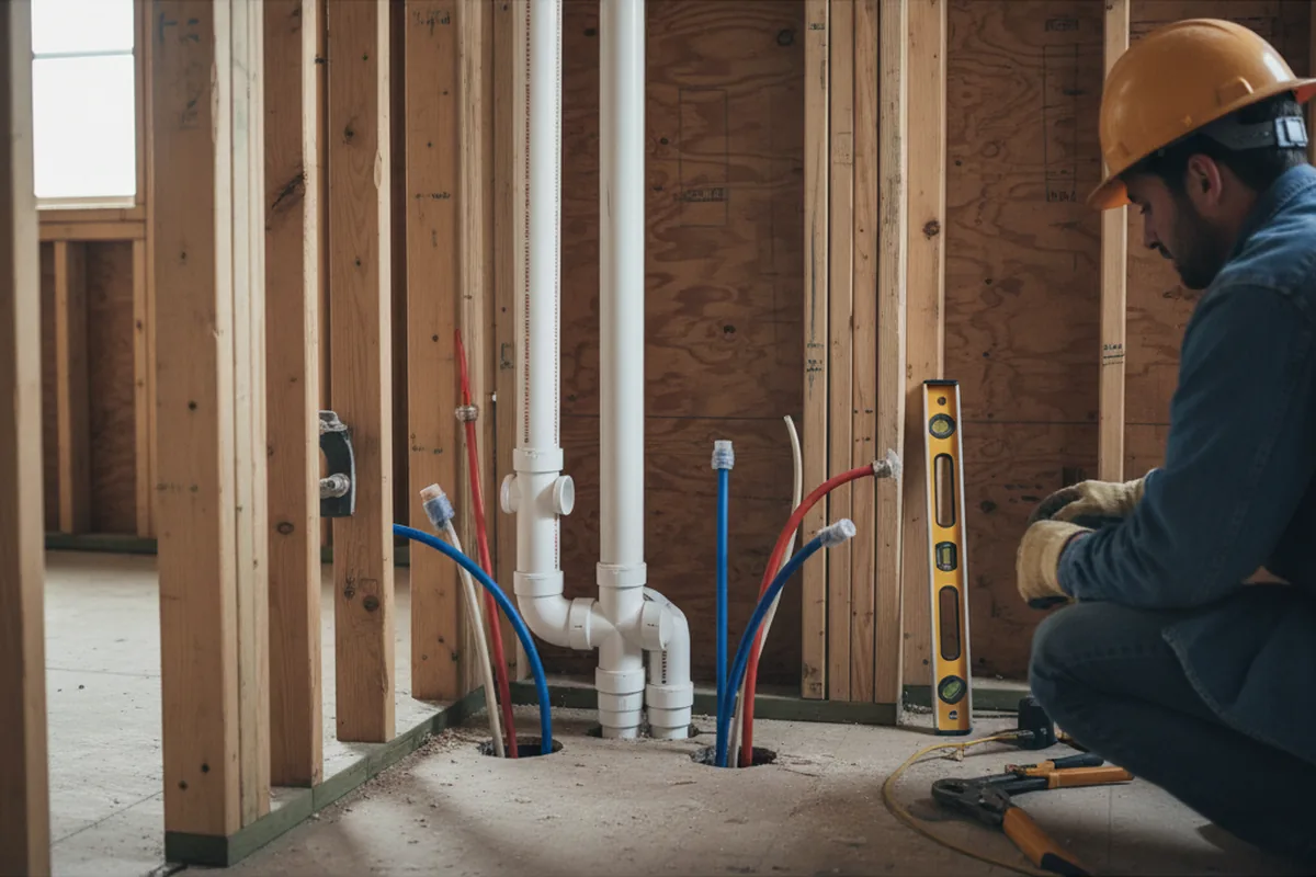 Drain and supply rough-in during Leak Detection in Norris